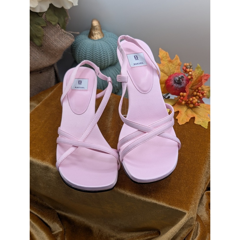 Y2K Aesthetic Pink Multi Strap Slingback Block Heel Sandals New Box 8 Vintage
